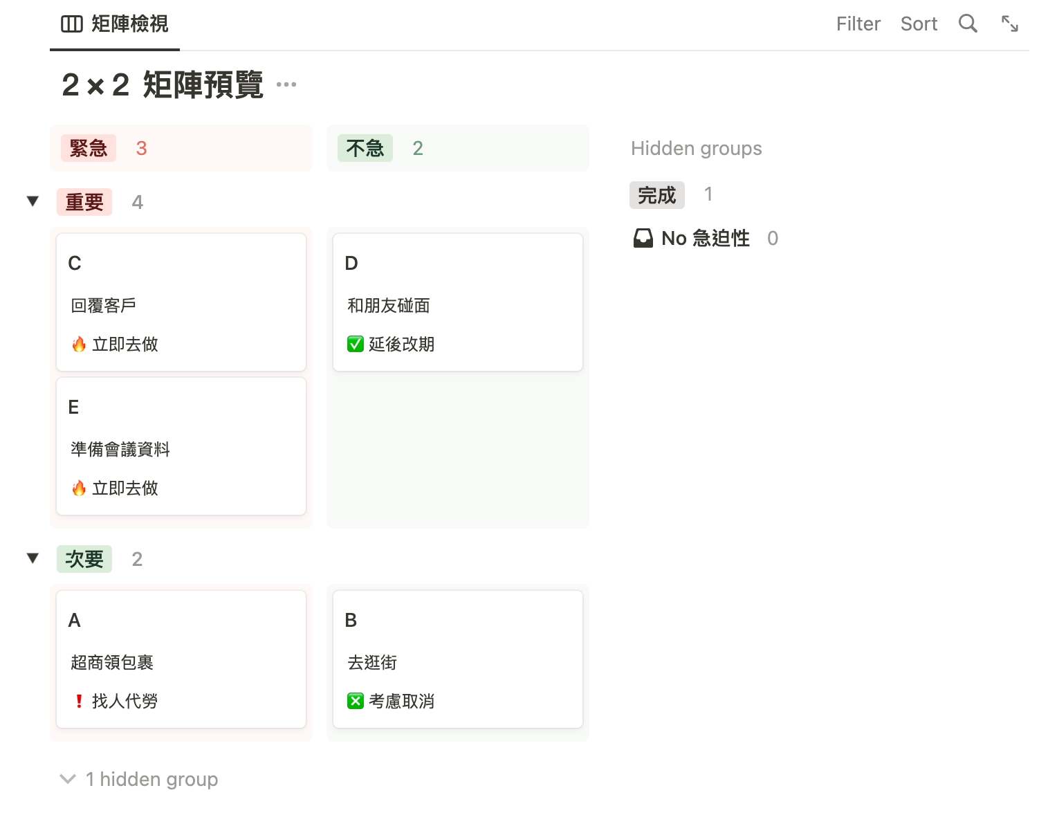 比AI還快的艾森豪矩陣 Notion模板